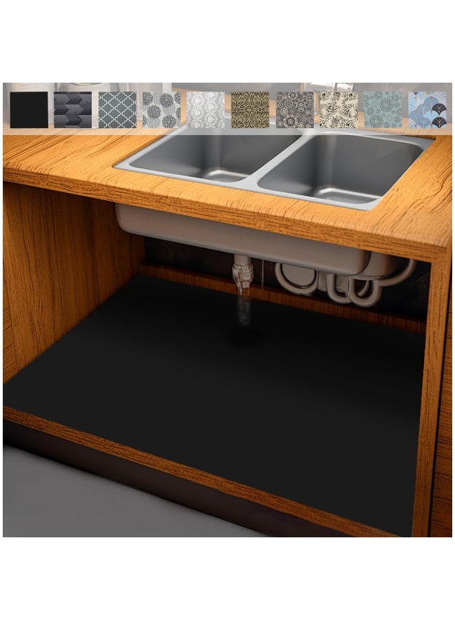 AiBOB Waterproof Under Sink Mat, Absorbent Quick Dry Sink Liners Protect Cabinets, Durable Shelf Liners, Slip Resistant and Non-Adhesive, 24X68, Pure Black - Image 1